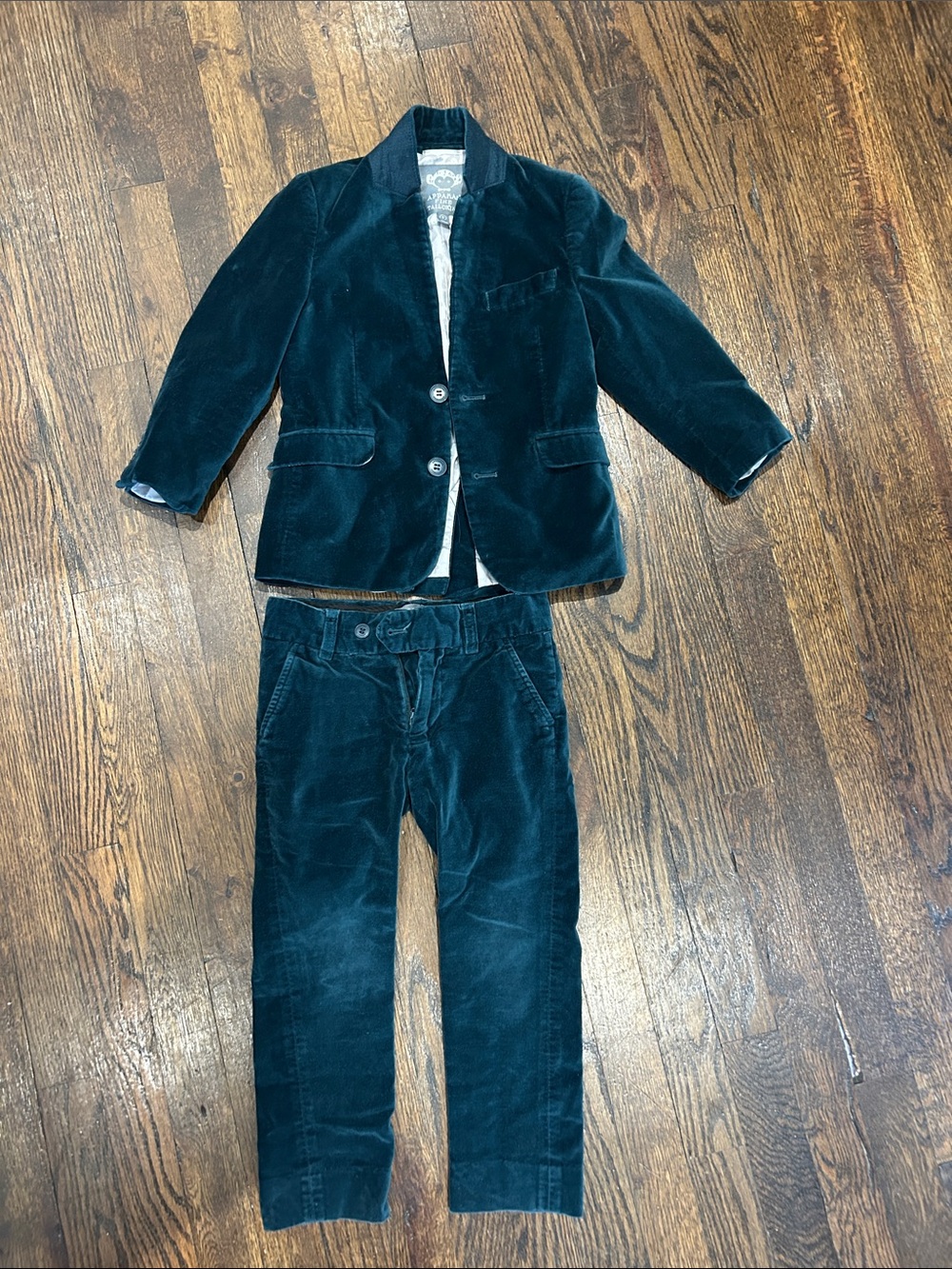 Appaman Boys Velvet Blazer & Pants Set - Teal Green size 5